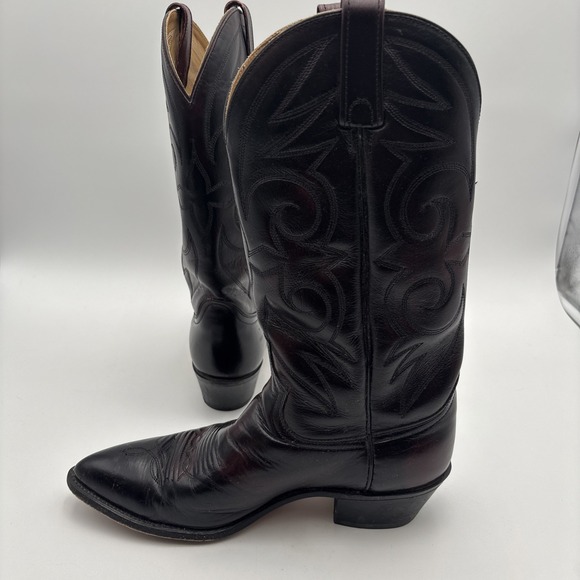 Vintage Acme Mens 9.5D Western Cowboy Leather Boots Maroon 16106 Embroidered EUC - Picture 7 of 12